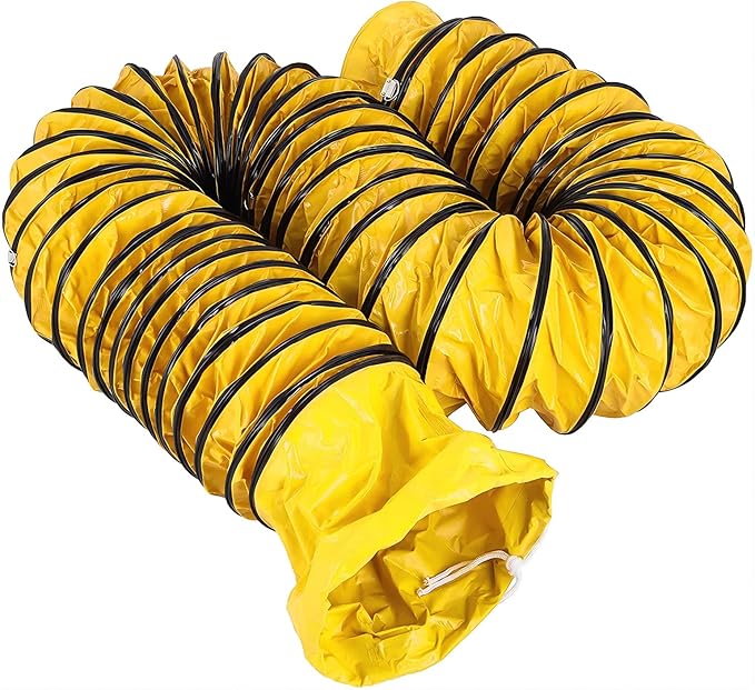 Ducting Hose PVC Flexible Duct Hosing with Adjustable Rope S Hook & Steel Support for Utility Blower Exhaust Fan (12''X25ft)