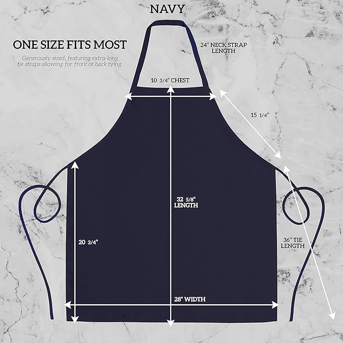 GREEN LIFESTYLE 12 Pack Professional Chef Apron – Grilling Aprons for Men, Waterproof Cooking Apron for BBQ, Work or Restaurant Use, Kitchen Aprons for Women – Navy, No Pockets