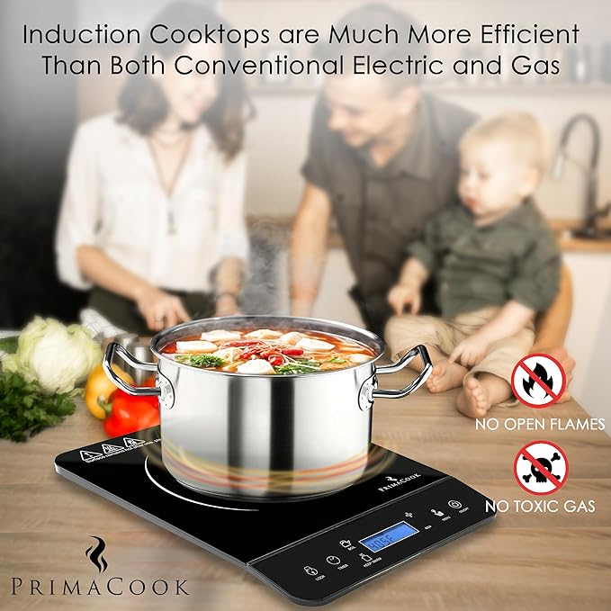 Hot Plate - Portable Induction Cooktop - Countertop Single Burner - Safe, Fast Heating for Gourmet Cooking - Sleek Design with Touch Controls - Energy Efficient Home Food Preparation (Black)