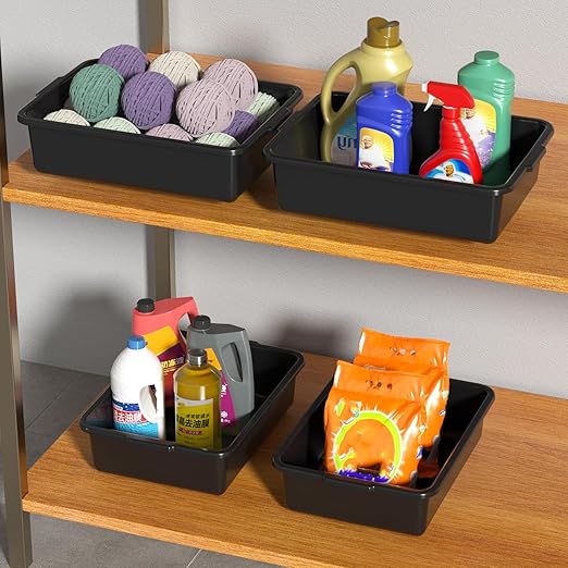 8 L Small Plastic Bus Tubs Restaurant, Food Service Bus Tub, Black, 5 Packs