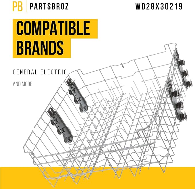 PartsBroz WD28X35779 WD28X30219 Dishwasher Upper Rack Assembly - Compatible With General Electric Hotpoint Haier - Replaces AP7034202 PS16618975 WD28X25018 WD28X26098 WD28X10347 WD28X10348 WD28X22676