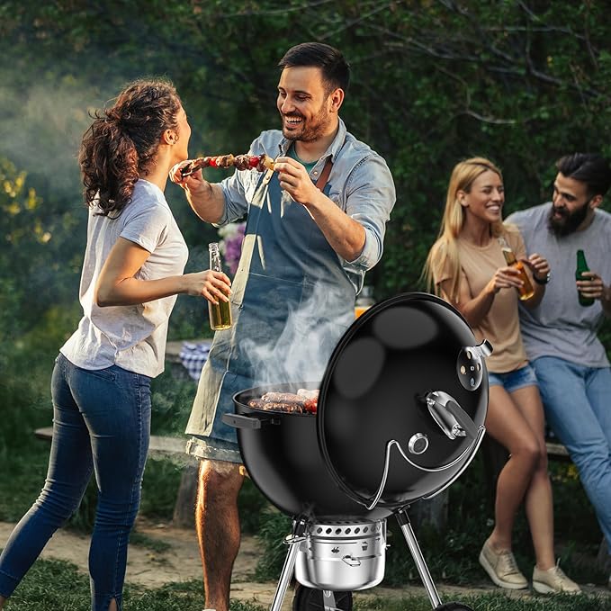 Charkettle Stainless Steel Grill Lid Holder Compatible with 18"/22"/26" Kettle Grills, Great Grill Accessory