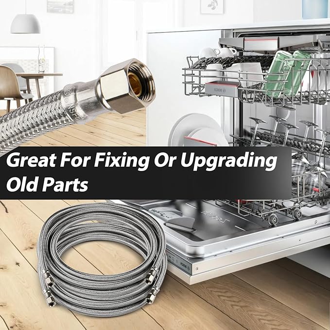 50 Pack Foskan 6FT Dishwasher Installation Kit,With Compression Connection,Stainless Steel Supply Line For Standard Dishwashers （6FT）