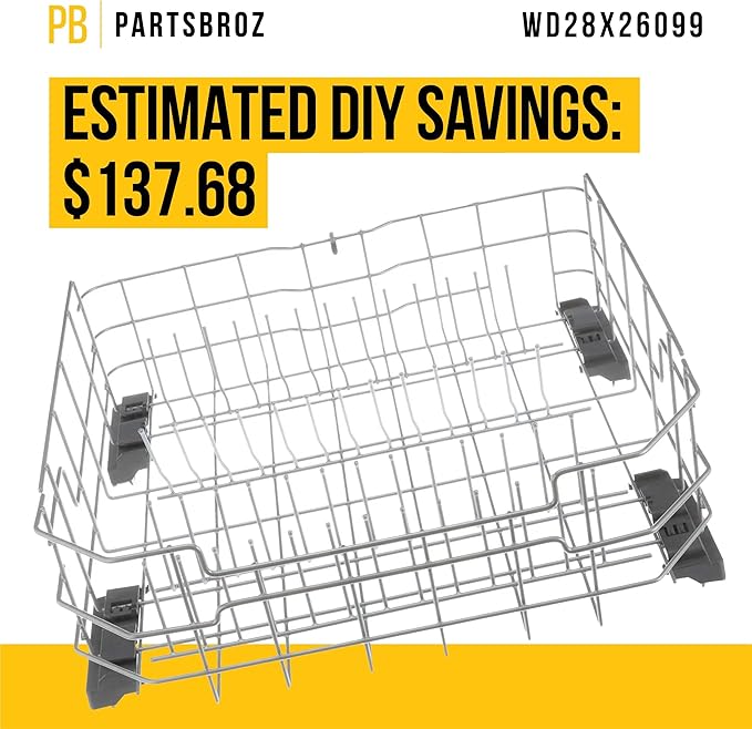 PartsBroz WD28X26099 Lower Dishrack Assembly - Compatible With General Electric Hotpoint Dishwasher - Replaces WD28X34744 AP6980564 PS12743260 WD28X21717 WD28X22506 WD28X24396 WD28X24478 WD28X25959