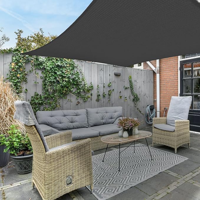 AsterOutdoor Sun Shade Sail Rectangle 10' x 13' UV Block Canopy for Patio Backyard Lawn Garden Outdoor Activities, Graphite