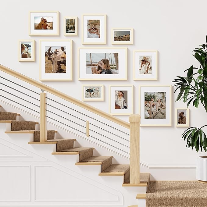 Vittanly 11x14 Picture Frame Set of 2, Solid Wood Frame for Wall Art Photo and Prints, Display Photo 8x10 with Mat or 11x14 without Mat, White