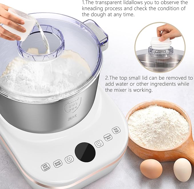 AIZIYO DoughChief, 5.3QT Dough Mixer, Dough Maker with Ferment Function, 304 Stainless Steel Bowl, Removeable lid, Touch Panel Control, Electric Dough Proofing Box for Pizza & Bread