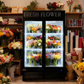 Commercial Flower Beverage Refrigerator Floral Display Fridge,Two Glass Door Drink Cooler with LED Light Adjustable Shelves,ETL Sanitation,43 Cu Ft,47" Wide,Wheels Included