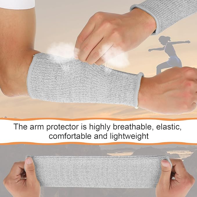 Neer 4 Pair Protective Arm Sleeves for Thin Skin Anti-Cut Burn Resistant Cover Forearm Sleeve for Cooking Construction (Black, Gray,7.9 Inch)