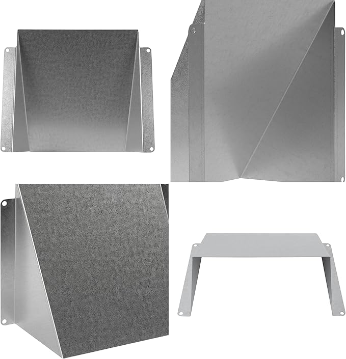 8" x 8" Galvanized Steel Vent Cover - Duct Exhaust/Inlet Rain Deflector - Weatherproof Guard for Open Ventilation Systems - Indoor/Outdoor Vent Hood - Air Vent Grille Protection Roof