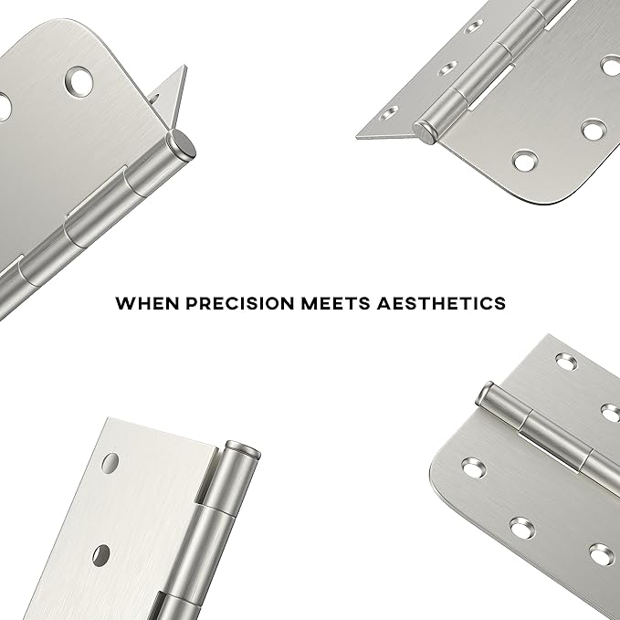 goldenwarm 3 Pack Brushed Nickel Door Hinges 4inch x 4 inch Satin Nickel Iron Door Hinges with Square & Round Corners