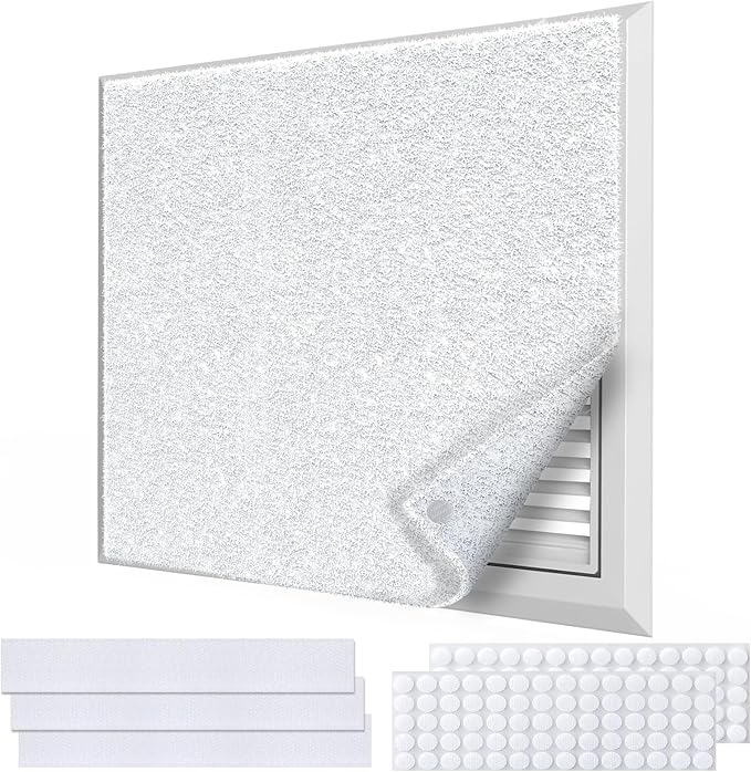 MERV 8 Air Vent Filters Kit 20x100 Inch|Cut to Fit (60+ Filters) Filter Material,High-Grade Electrostatic Filter Media with 48 Hooks for Home Floor, Ceiling, HVAC Furnace Vents & Grilles