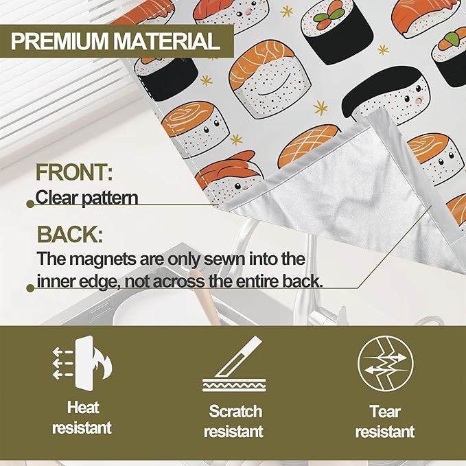 Japaness Sushi Print Dishwasher Magnets Decorative Cover,Magnet Fridge Panel Decal for Home Kitchen Decor,23x26 in