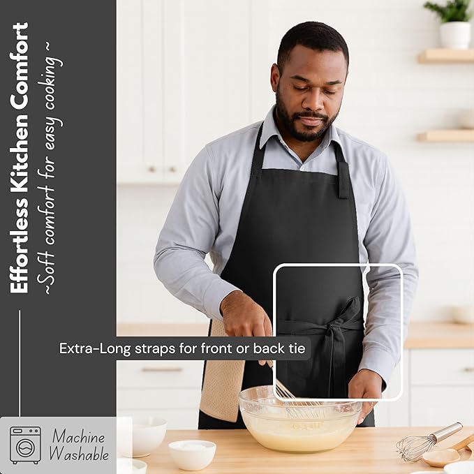 Native Fab Kitchen Apron 2 Pack - 100% Cotton Adjustable, Durable Apron with Pockets, Perfect for Cooking, Baking, Grilling