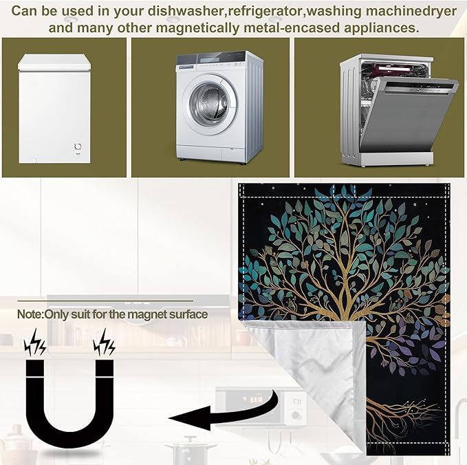 Dishwasher Magnet Cover,Tree of Life Dishwasher Cover Magnetic Home Appliances Refrigerator Decorative 23" x 26"