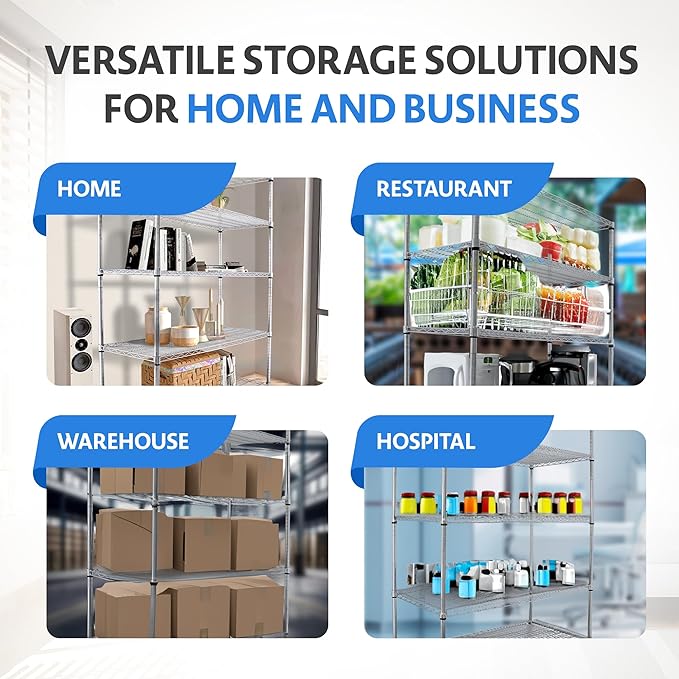4000 LBS Heavy Duty Wire Rack, 48 x 24 x 76, 5-Tier NSF Commercial Rolling Rack with 4" Industrial Casters, Chrome Metal Wire Shelving for Garage, Kitchen, Adjustable Storage Shelf, Crescent