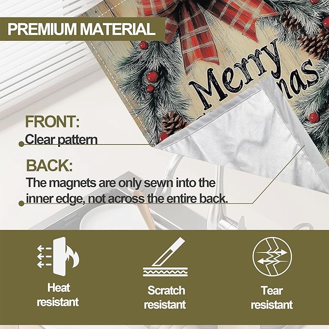 Merry Christmas Dishwasher Magnet Cover,Rustic Wooden Kitchen Decor Waterproof Refrigerator Magnet Appliance Cover Protector,23Wx26H Inches