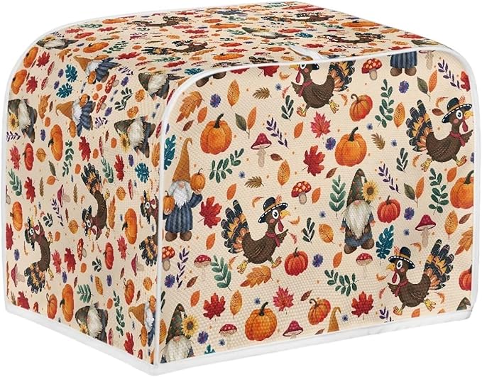 UNICEU Fall Pumpkin Turkey Toaster Covers 2 Slice Bread Maker Dust Cover Kitchen Small Appliance Dust Protector Thankgiving Day Gift