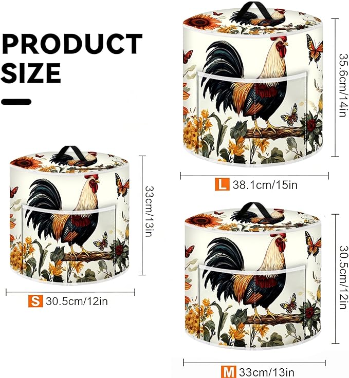 Air Fryer Dust Cover with Top Handle and Storage Bag, Compatible with Rice Cookers, Pressure Cookers, Slow Cookers and Air Fryers, Available in 3-Quart, 6-Quart and 8-Quart Sizes.