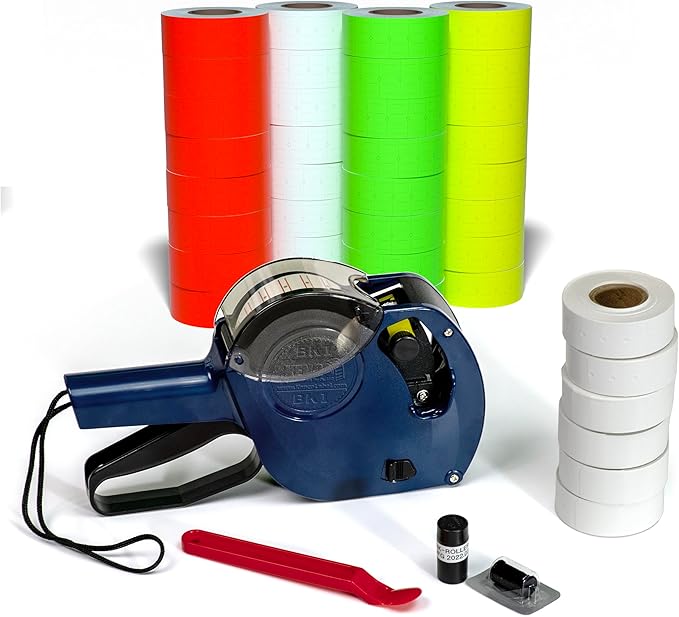 Kenco BK 1 Line Price Gun Kit - Includes 6,000 Labels, 2 Ink Rollers, Label Scraper - 8 Digit Labeler for Pricing, Dating, and Coding (BK-1 KIT 32,000 Labels)