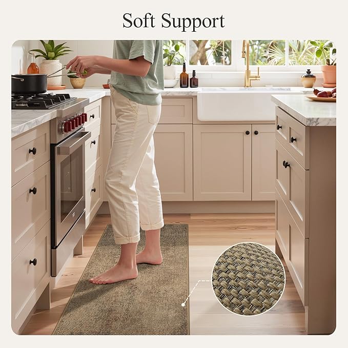 GENIMO Kitchen Mats for Floor, Washable Absorbent Runner Rugs for Kitchen, 20"x70", Cushioned Non Slip Kitchen Rugs for Kitchen Floor, Standing Mat Rug for Home, Sink, Laundry, Jute