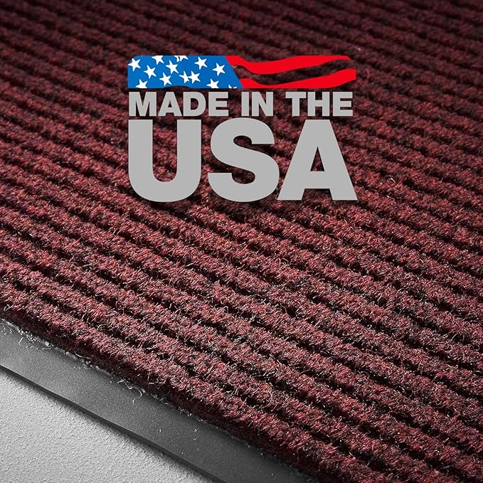 Consolidated Plastics Brush Dry Mat - Made in USA, Heavy-Duty Commercial DoorRug for Indoor/Outdoor Entryways, Non-Slip Backing for High-Traffic Areas (3' W x 10' L, Red)