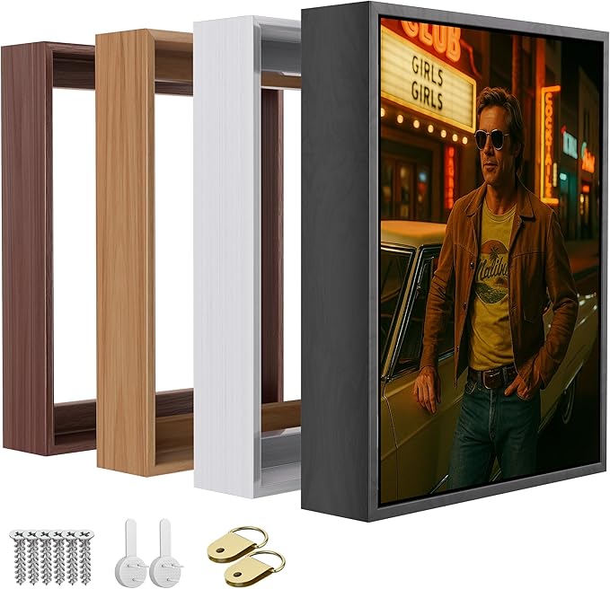 ART Canvas Floater Frame Fits 1”–1.25”Deep Gallery-Wrapped Canvas, Wood-Look Floater Frames for Finished Stretched Canvas Prints, Wall Oil Paintings Artwork for Home Bedroom (Dark Wanut, 8" x 12")