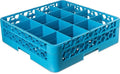 Carlisle FoodService Products Opticlean Glass Rack 16 Compartments with 1 Extender for Kitchens and Restaurants, Plastic, 19.875 x 19.875 x 5.5 Inches, Carlisle Blue