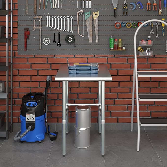 AmGood Stainless Steel Work Table Open Base | NSF | Laundry Garage Utility Bench (24" Long X 30" Deep)