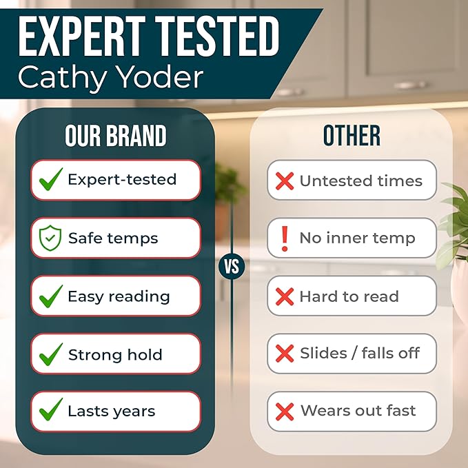 Cathy Yoder's Air Fryer Cheat Sheet Set, Air Fryer Accessories, AirFryer Cooking Guide Magnetic Cheat Sheet, AirFryer Cook Times Chart Magnet, Internal Food Temp for 80+ Popular Foods - Pink
