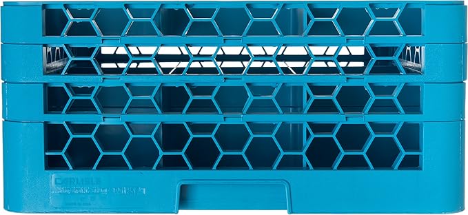 Carlisle FoodService Products RG9-314 OptiClean 9 Compartment Glass Rack with 3 Extenders, 8.72", Blue, Polypropylene, Blue