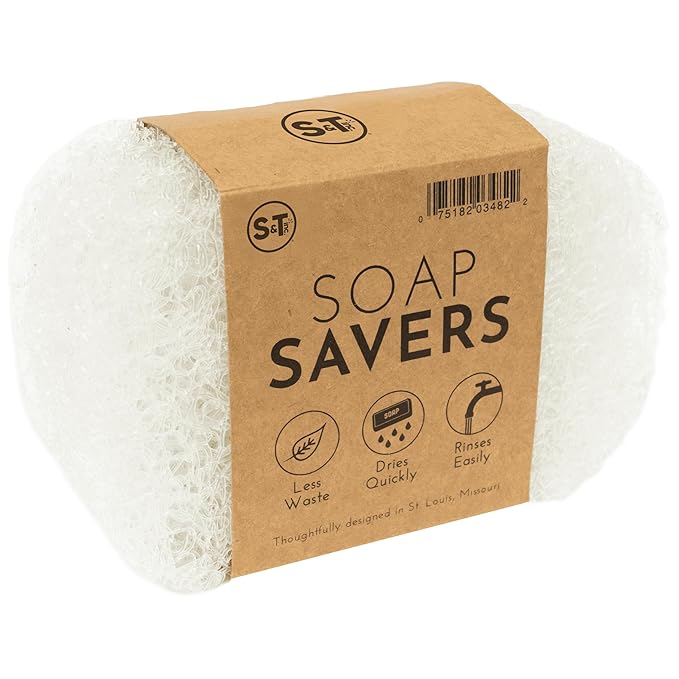 S&T INC. Bar Soap Holder for Kitchen, Bathroom, and Soap Dish, 4 Pack, Clear, 2.9 inches by 4.4 inches