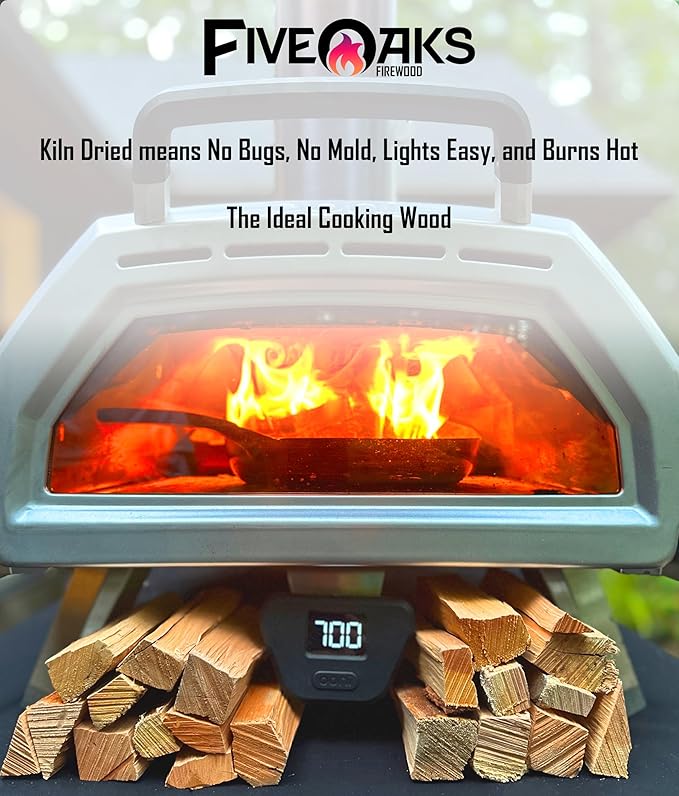 Kiln Dried Hickory Pizza Oven Wood, Mini 5 Inch Cooking Wood for Ooni, Gozney, Bertello Pizza Ovens - Approx 16lbs Product of USA (1,000 Cubic Inches)