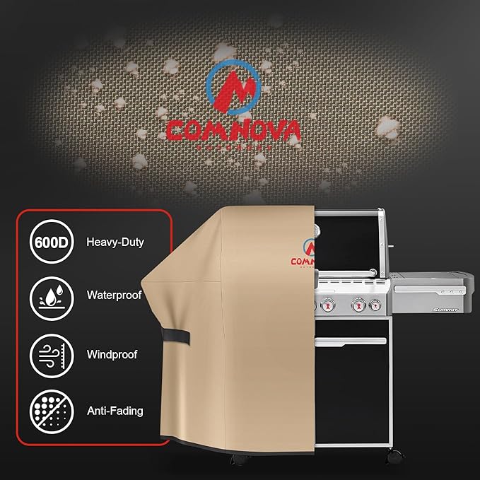 Comnova Grill Cover 75 Inch - 600D BBQ Cover for Outdoor Grill Waterproof & Heavy Duty, Large Barbecue Gas Grill Covers for Weber, Char-Broil, Nexgrill, Monument, Dyna-glo, Brinkmann and More