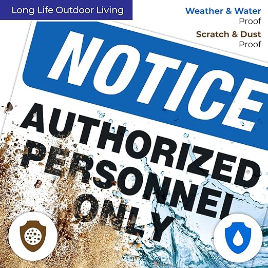 Authorized Personnel Only Sign, 24x30 Inches, Rust Free .063 Aluminum, Fade Resistant, Indoor/Outdoor Use, Made in USA