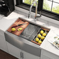 30 Inch Workstation Farmhouse Kitchen Sink 16 Gauge Stainless Steel Undermount Apron Front Sinks with Accessories Combo 30" x 21" x 10"