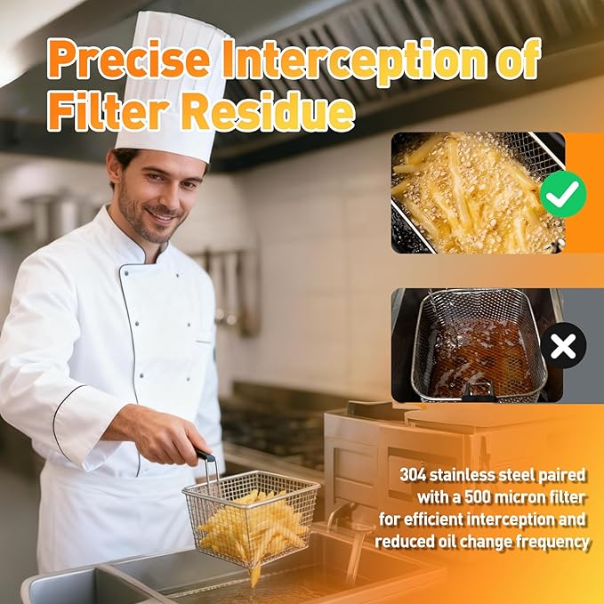 Commercial Deep Fryer Filter AF45, 13.75" x 13.75" 304 Stainless Steel with 500 Micron Mesh to Intercept Residue, Deep Fryer Filters for Cleaner Performance in Restaurants & Kitchens