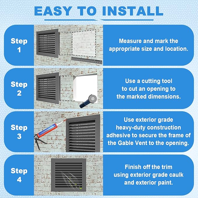 10"x10" Gable Vent with Screen – Aluminum Louvered Vent for Attics, Gables, and Sheds – Durable Wall Vent with 8"x8" Vent Opening, Ideal for Shed Ventilation Gray
