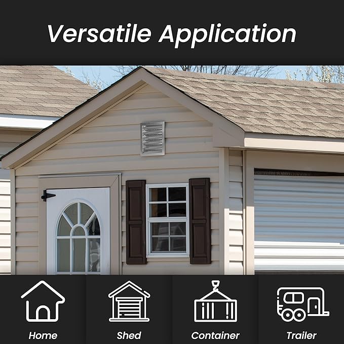 Repa Market 9" x 9" Inch Heavy Duty Exhaust Vent with Wire Mesh Screen - Air Intake Wall Louvered Vent Grille - Steel Outdoor HVAC Vent Register - HVAC Crawl Space Durable Air Gable Vent