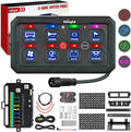 Nilight 8 Gang Switch Panel Blue Circuit Control Relay System with Fuse Wiring Harness Toggle Momentary Strobe Flash Modes Automatic Dimmable ON Off Pod 12V 24V for Car Truck Camper SUV