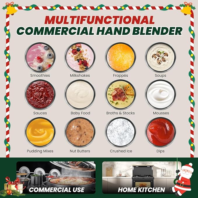 750W Commercial Immersion Blender Brushless DC Motor Hand Held Blenders Heavy Duty Variable Speed Mixer with 21 Inch Removable Shaft 50-Gallon Capacity Multifunction Pro
