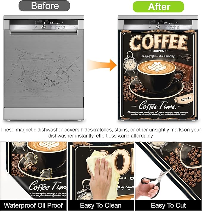 Dishwasher Magnet Sticker Cover Panel Decal Refrigerator Magnetic Sticker Decorative for Kitchen Decoration,Fridge Door Cover, Appliances Stickers 23"x26"