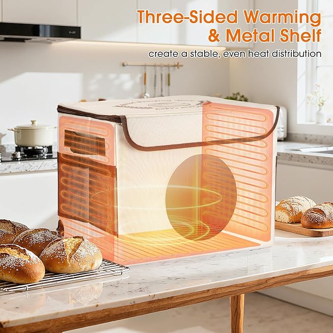 Bread Proofing Box with 86-113℉ Temp Control & 24H Timer, Dough Proofer with Metal Rack, Proofing Box for Sourdough, Bread Baking, Pizza, Yogurt, Kombucha, Space-Saving