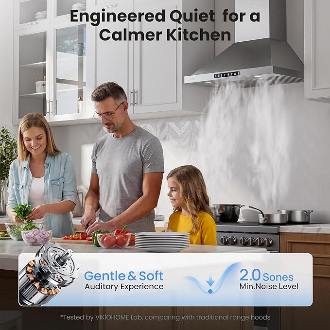 30 Inch Pro Wall Mount Range Hood 980CFM, Direct 3 Speed Panel with Gesture & Touch Control, Ducted/Ductless Stainless Steel Kitchen Vent Hood, Delay Shut-Off, Includes Duct & Filter