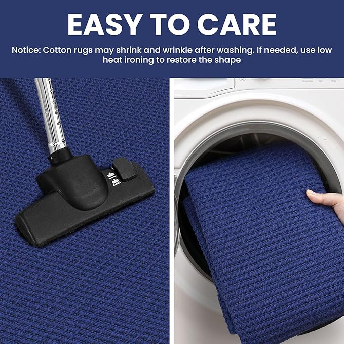 IOHOUZE Washable Area Rug 6x9 Non Slip Rugs for Living Room, Dining Room Rugs Bedroom Rug, Woven Braided Indoor Floor Carpet for Living Room Nursery Office, Royal Blue/Navy