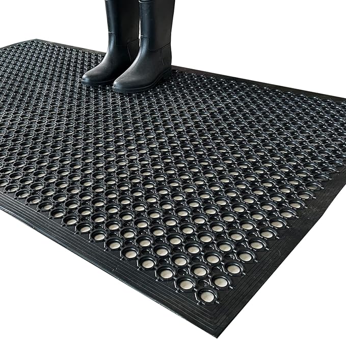 Uniboho Outdoor Rubber Floor Mats Anti Slip Restaurant Commercial Kitchen Mat Rubber Drainage Mat 60 x 35 Heavy Duty Door Mat for Garage Garden Indoor Outside Industral Pool Entrance Bar Wet Area