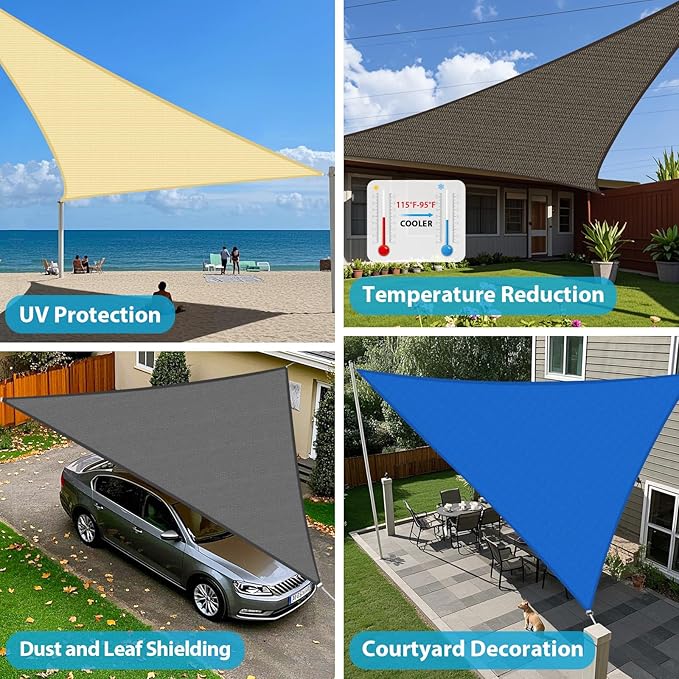 Amagenix Sun Shade Sail 6X7X9.2 Curved Edge Outdoor Shade Canopy Dark Grey Breathable 95% UV Block Shade Cloth for Patio Garden Backyard (We Make Custom Size)