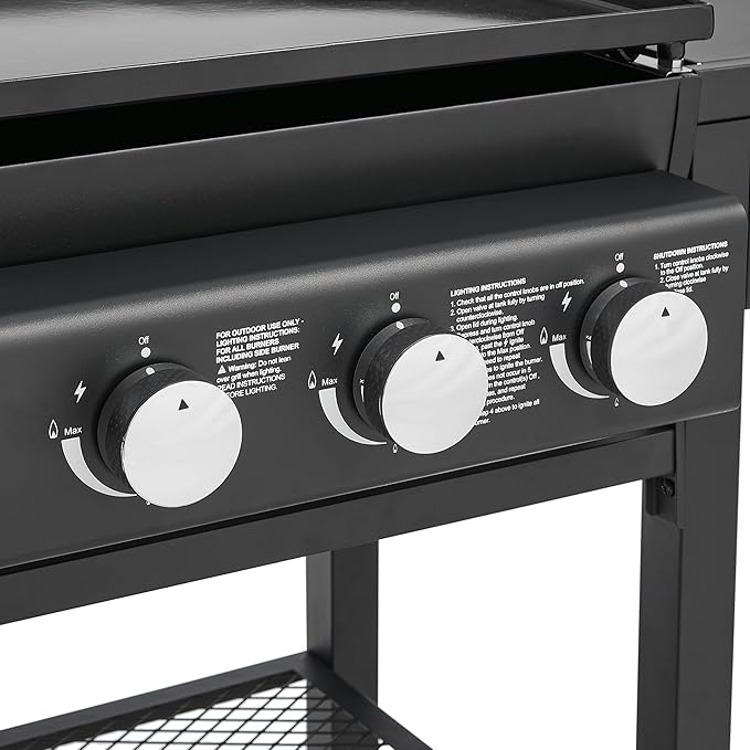 All-in-One Propane Gas Grill with Griddle, 5 Burner 56000 BTU BBQ Grill & Griddle Combo, 751 Sq.Inch Cooking Space, Side Burner & Storage Shelves for Backyard, Patio, Outdoor Cooking