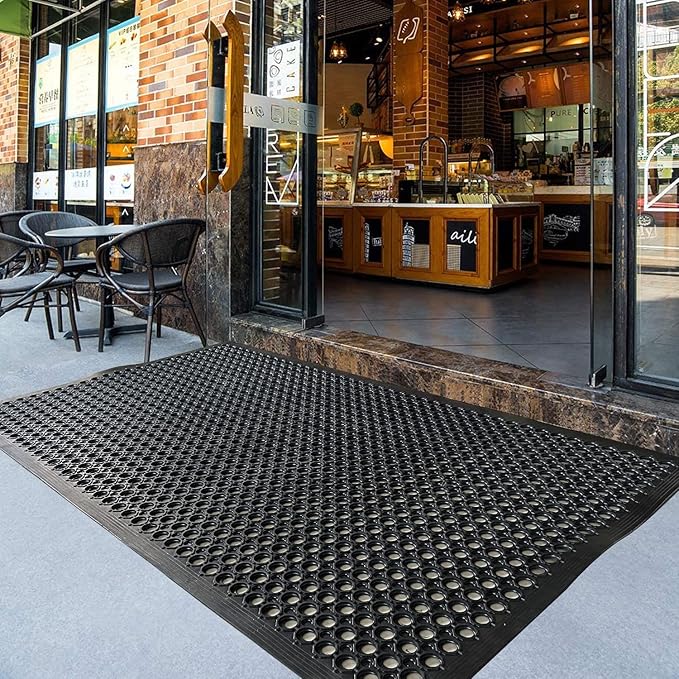 Uniboho Outdoor Rubber Floor Mats Anti Slip Restaurant Commercial Kitchen Mat Rubber Drainage Mat 60 x 35 Heavy Duty Door Mat for Garage Garden Indoor Outside Industral Pool Entrance Bar Wet Area