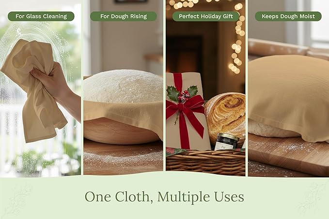 Beige Flour Sack Tea Towels - 100% Organic Cotton, 5 Pack, 27"x27", Highly Absorbent Beige Dish Towels - Versatile and Multipurpose Kitchen Towels for Baking - Customizable and Easy to Embroider